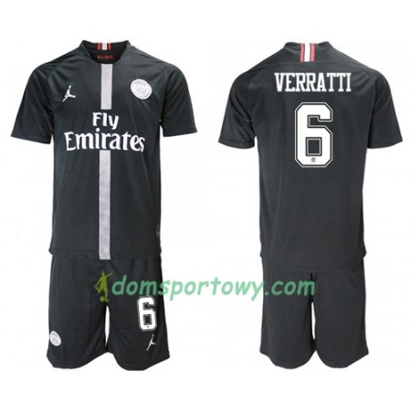 Koszulka Paris Saint-Germain Verratti 6 Jodan Czarny Dziecięcy Trzeci Koszulki Piłkarskie 2018-2019 Krótki Rękaw